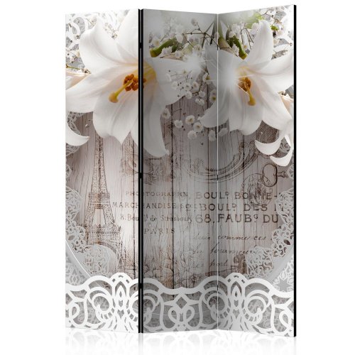 Paraván Lilies and Quilted Background Dekorhome - ROZMĚR: 135x172 cm (3-dílný)
