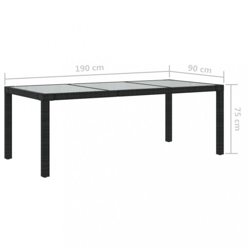 Záhradný stôl sklo / polyratan Dekorhome - BAREVNÁ VARIANTA: Čierna