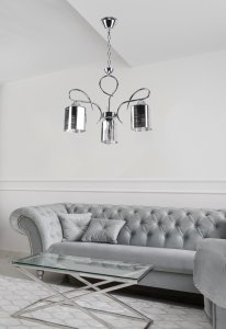 Závesná lampa chróm + strieborná 3xE27 Italo