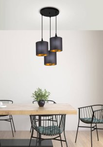 Závesná lampa čierna doska 3xE14 dlhá