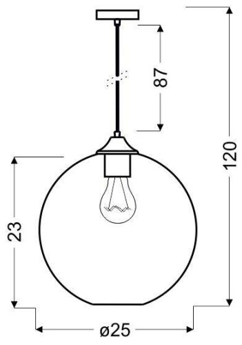 Stropní lampa Edison s červenou skleněnou koulí