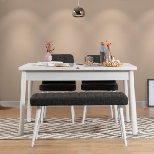 Jídelní set s rozkládacím stolem a židlemi (4 kusy) Santiago White-Antracite