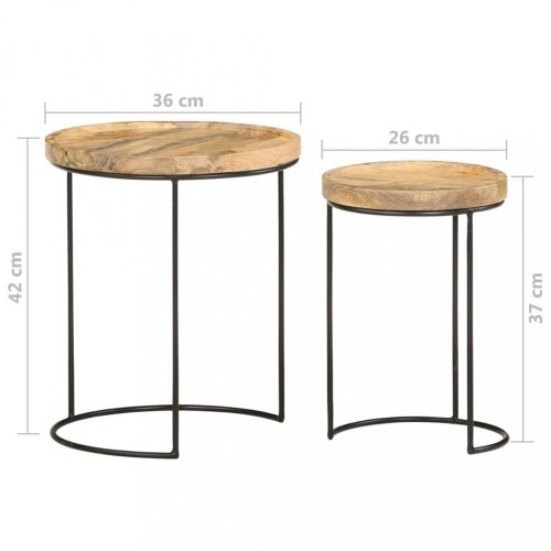 Odkládací stolek 2 ks dřevo / kov Dekorhome - DEKOR: Mangovníkové dřevo