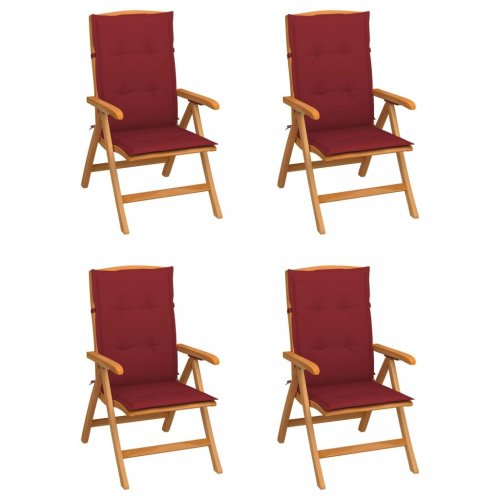 Zahradní židle 4 ks teak / látka Dekorhome - BAREVNÁ VARIANTA: Červená