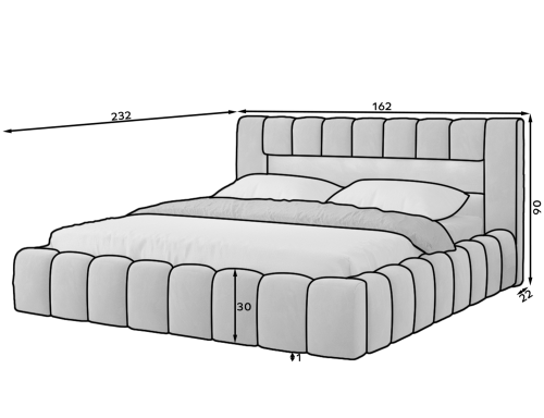 Posteľ Lamica 140x200 + Kovový rám / plynový výťah / kontajner