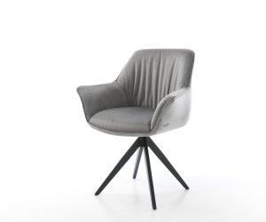 Jídelní židle Keila-Flex s područkami samet šedá křížová podnož