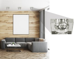 Stropní svítidlo čtvercové bezbarvé SS-16
