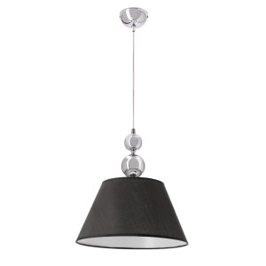 Závěsná lampa ARAL chrom E27 1x60W s černým stínidlem, moderní do obývacího pokoje, ložnice, kuchyně, jídelny, elegantní stropní osvětlení