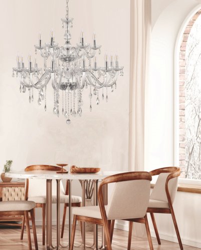 Závěsná lampa Cristallo chrom 18x40W E14 transparentní