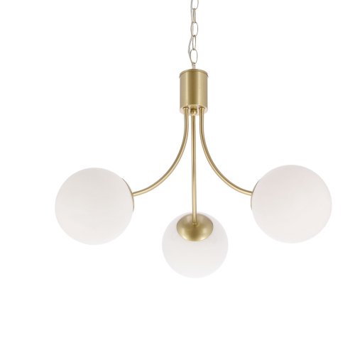 Mosadzná závesná lampa Dani 3x40W E14 – elegantné svietidlo s bielym tienidlom do obývačky a jedálne