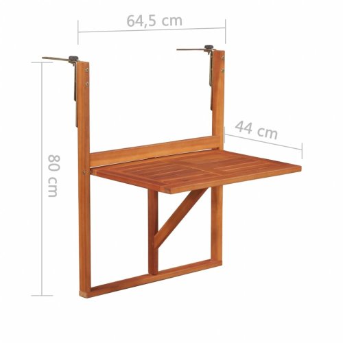 Závesný balkónový stolík z akáciového dreva Dekorhome