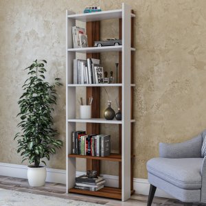 Knižnica Sakran - White, Walnut