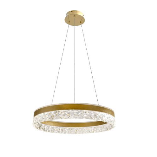 Okouzlující závěsná lampa FROZI – zlaté stínidlo s krystaly – elegantní a moderní LED osvětlení obývacího pokoje