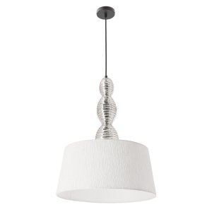 Závesná lampa RAKLI strieborná E27 1x60W s bielym tienidlom, moderná do obývačky, spálne, kuchyne, jedálne, stropné osvetlenie