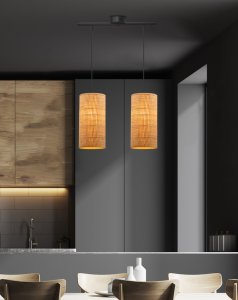 Závesná lampa Fleri čierna 2x60 e27 tienidlo 12x25 béžový ratan