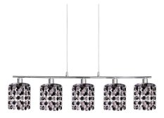 Závesná lampa chrómová s čiernymi a bielymi kryštálmi 5x40W Royal