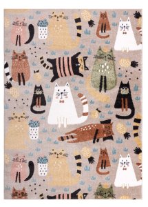 Dětský kusový koberec Fun Kittens Cats beige 200x290 cm