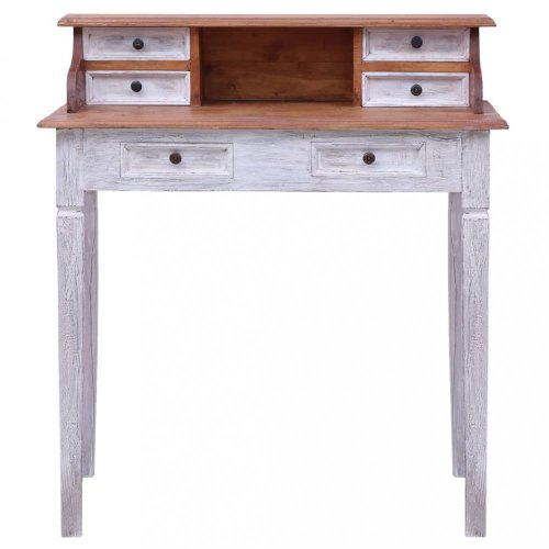 Písací stôl zo zásuvkami masívne drevo Dekorhome - BAREVNÁ VARIANTA: Čierna / hnedá