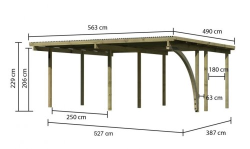 Dřevěný dvojitý přístřešek / carport ECO 1A Dekorhome
