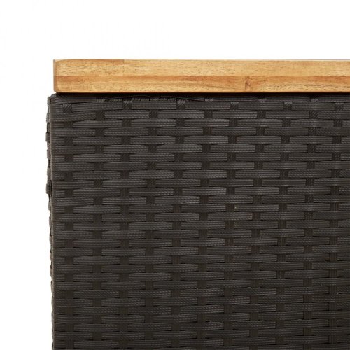 Zahradní úložný box černý 80x40x48 cm polyratan akáciové dřevo
