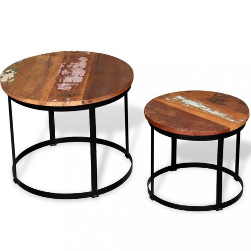 Konferenční stolek 2 ks dřevo / kov Dekorhome - DEKOR: Mangovníkové dřevo