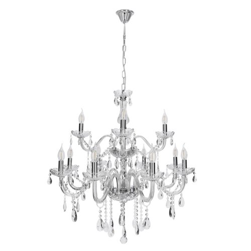 Závěsná lampa Cristallo chrom 12x40W E14 transparentní