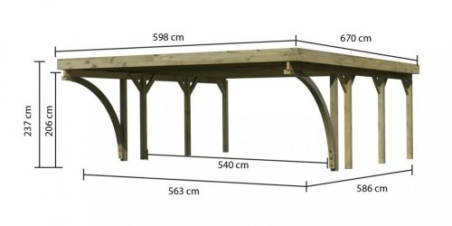 Dřevěný přístřešek / carport CLASSIC 2C s plechy Dekorhome