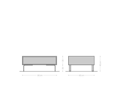 Konferenční stolek Fevo 80x60x40 cm přírodní akácie podnož ve tvaru "L