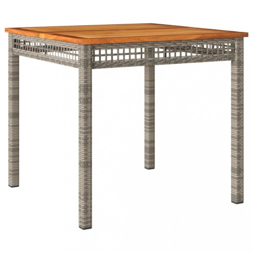 Zahradní stůl šedý 80 x 80 x 75 cm polyratan akáciové dřevo