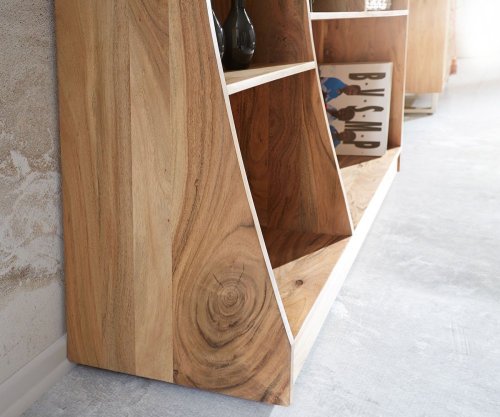 Sada 2 volně stojících knihoven Live Edge 242 cm přírodní akácie