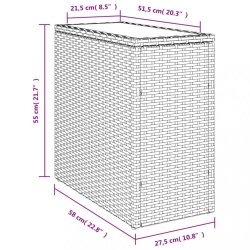 Zahradní stolek skleněná deska černý 58x27,5x55 cm polyratan