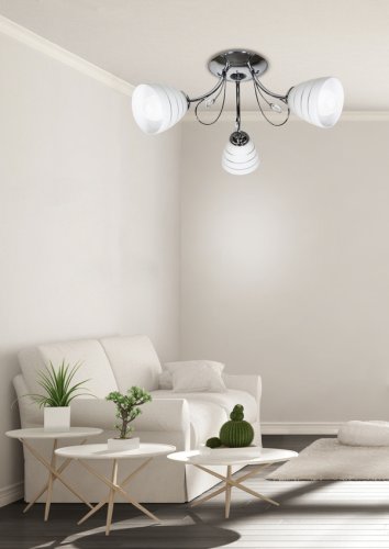 Stropné svietidlo chróm 3x40W biele tienidlo s kryštálmi Simpli