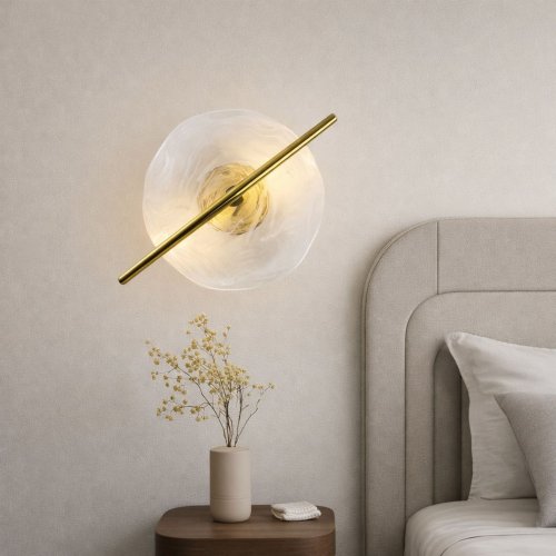 RELAX lampa kinkiet okr. mosiężny 5W LED 3000K klosz biały