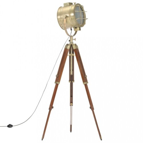 Stojací lampa kov / dřevo Dekorhome