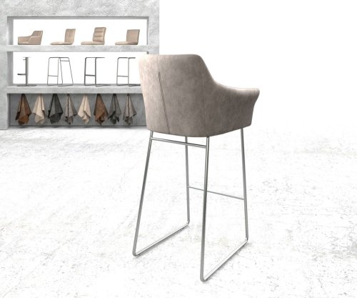 Barová židle Yulo-Flex vintage taupe tenká podnož nerezová ocel