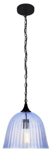 Modrá skleněná závěsná lampa Váza