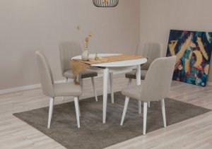 Jedálenský set s rozkladacím stolom a stoličkami (5 kusov) Vina 1005 5 - White, Cream
