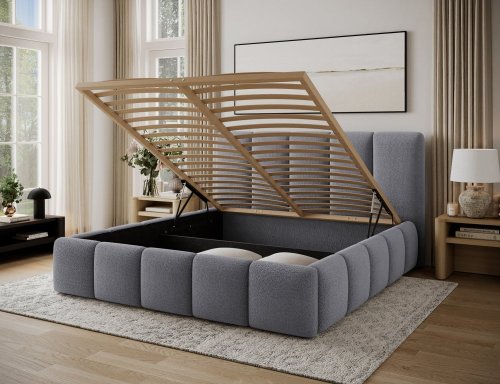 Posteľ Edvige + Drevený rám + plynový piest + kontajner 180x200