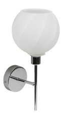 Nástenná lampa Raul chrómová s bielym skleneným tienidlom