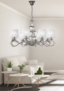 Závěsná lampa chrom 8xE14 lustr Denis