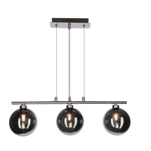 Závesná lampa SOMUL 3x20W G9 chrómové sklenené tienidlá 12 cm grafitové moderné elegantné svietidlo obývačka jedáleň kuchyňa