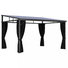 Záhradný altánok so závesmi 4 x 3 m antracit Dekorhome