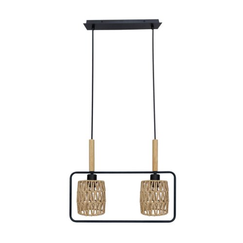 Závesná lampa Crown, čierna, 2x40W, E27, béžové tienidlo