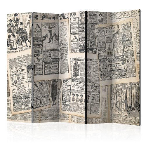 Paraván Vintage Newspapers Dekorhome - ROZMER: 225x172 cm (5-dielny)