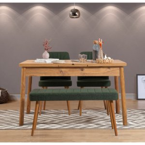Jídelní set s rozkládacím stolem a židlemi (4 kusy) Santiago Atlantice -Green