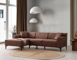Rohová sedacia súprava / Rohová pohovka New Petra L Corner - Cognac