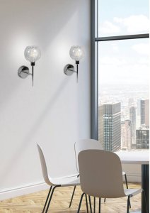 Nástenná lampa ozzo chróm priehľadné tienidlo