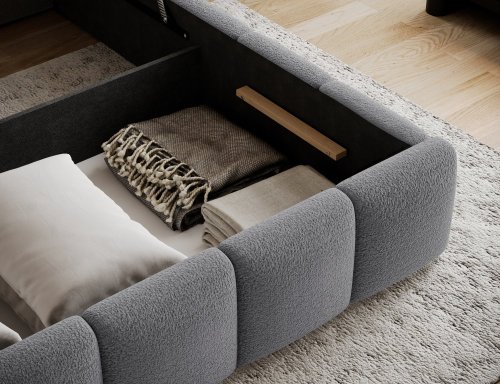 Posteľ Edvige + Drevený rám + Štandardný zdvih + kontajner 180x200