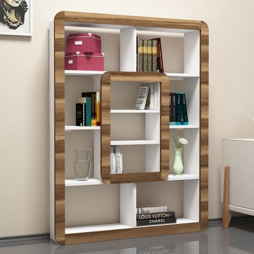 Knižnica Orkide - White, Walnut