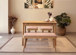 Jedálenský set s rozkladacím stolom a stoličkami (4 kusy) Vina Mini 04 0900 - Oak, Stone